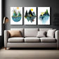 3pcs  Abstract Geometric Mountain Landscape Metal Print Ready to Hang Art