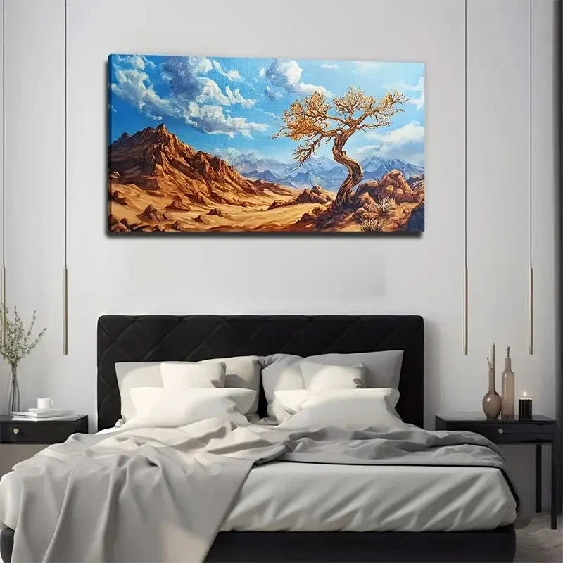 Desert Tree Suitable Deco Wall Art Canvas Office Home Room Framed 120x60cm