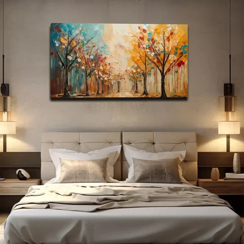 Street And Trees Wall Art Canvas Office Home Room Framed 80x45cm