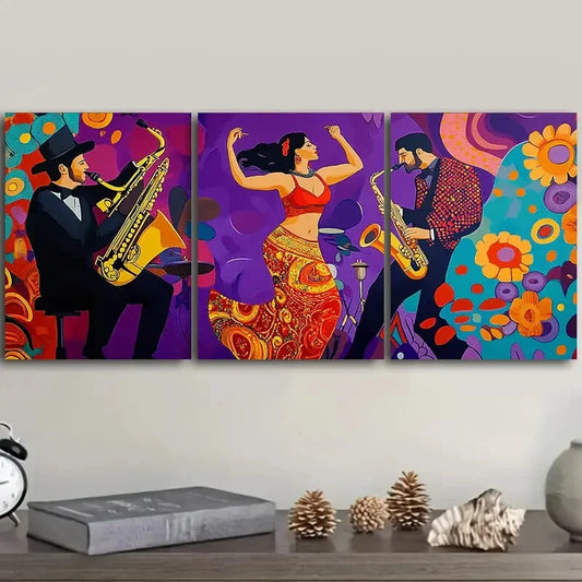 3pcs  Asian belly dancers Art Painting Metal Print Ready to Hang Art