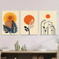 3pcs Modern Abstract Botanical Nature Yellow Metal Print Ready to Hang Art
