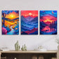 3pcs  Rich valley, landscape at sunset,  Metal Print Ready to Hang Art