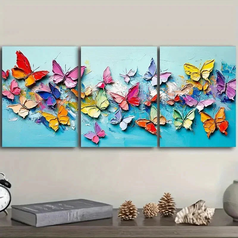 3pcs  Lots of butterflies dancing Wall Art Set Canvas Framed 40x60cm - High Quality Print 100% Australian Made Wall Canvas Ready to Hang