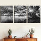 3pcs black and white art sunrise landscape  Metal Print Ready to Hang Art