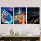 3pcs Stunning Triptych Vibrant Night Sky Heart Metal Print Ready to Hang Art