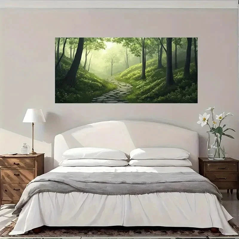 Enchanted Forest Pathway Wall Art Canvas Office Home Room Framed 120x60cm