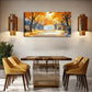 Autumn Pathway Yellow Trees Wall Art Canvas Office Home Room Framed 120x60cm