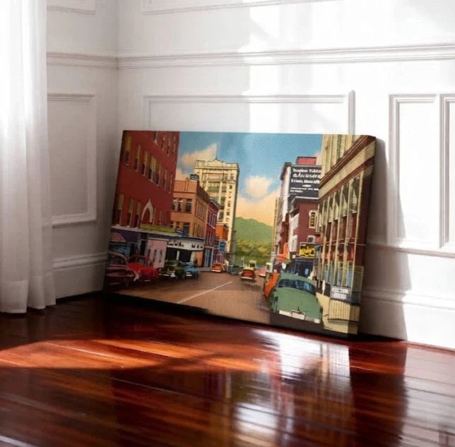 Vintage Classic City Street Urban Wall Art Canvas Office Home Framed 120x60cm