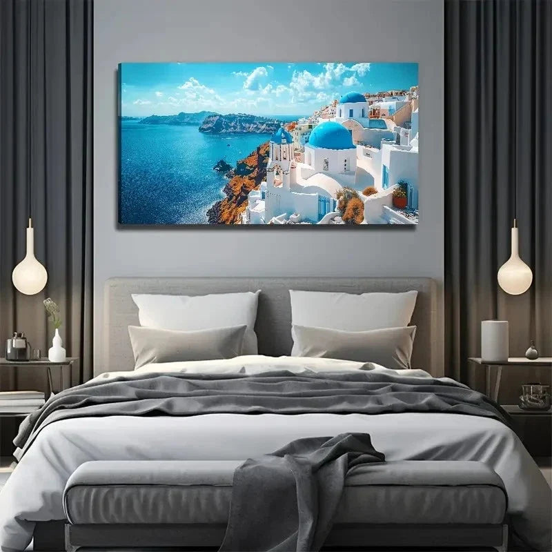 Aegean Sea Scenery Suitable Wall Art Canvas Office Home Room Framed 120x60cm