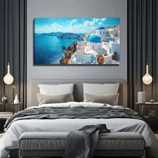 Aegean Sea Scenery Suitable Wall Art Canvas Office Home Room Framed 120x60cm