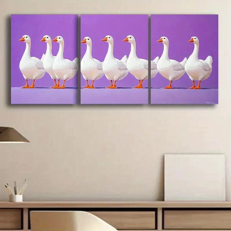 3pcs Lots of Geese Metal Print Ready to Hang Art