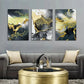 3pcs Modern Abstract Black & Golden  Metal Print Ready to Hang Art
