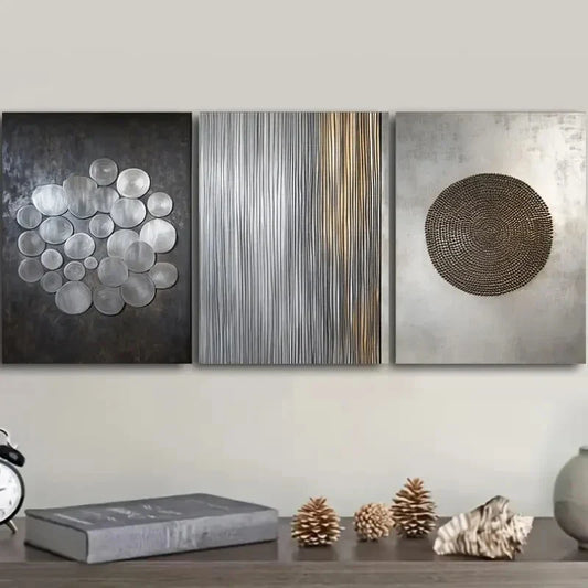 3pcs  Art Deco Classic Modern Style, Metal Print Ready to Hang Art