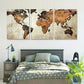 3pcs Abstract World Map Brown Metal Print Ready to Hang Art
