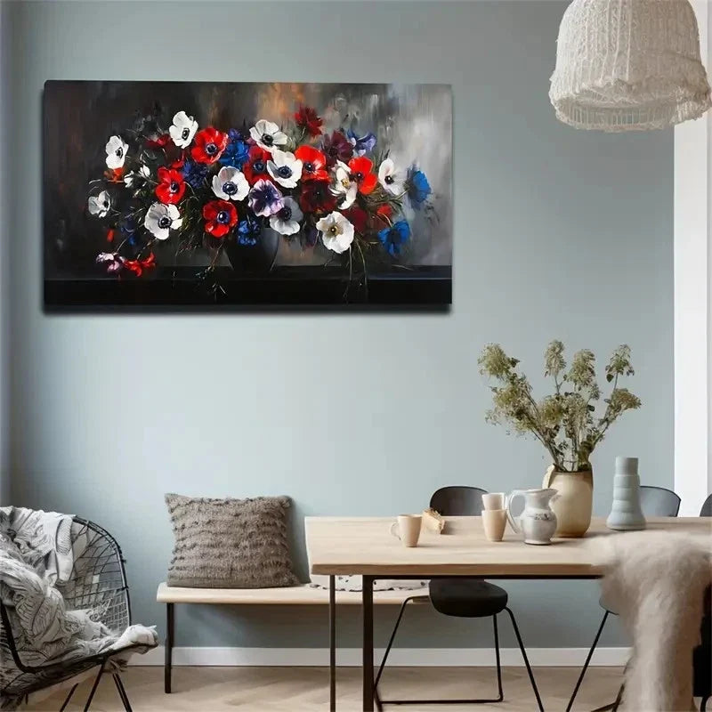 Anemone Flower Unique Wall Art Canvas Office Home Room Framed 120x60cm