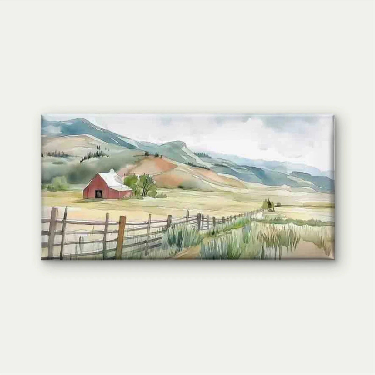 Rural Farm Landscape Wall Art Canvas Office Home Room Framed 80x45cm