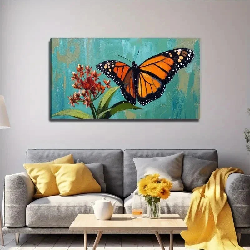 Modern Bohemian Floral Wall Art Canvas Office Home Room Framed 80x45cm
