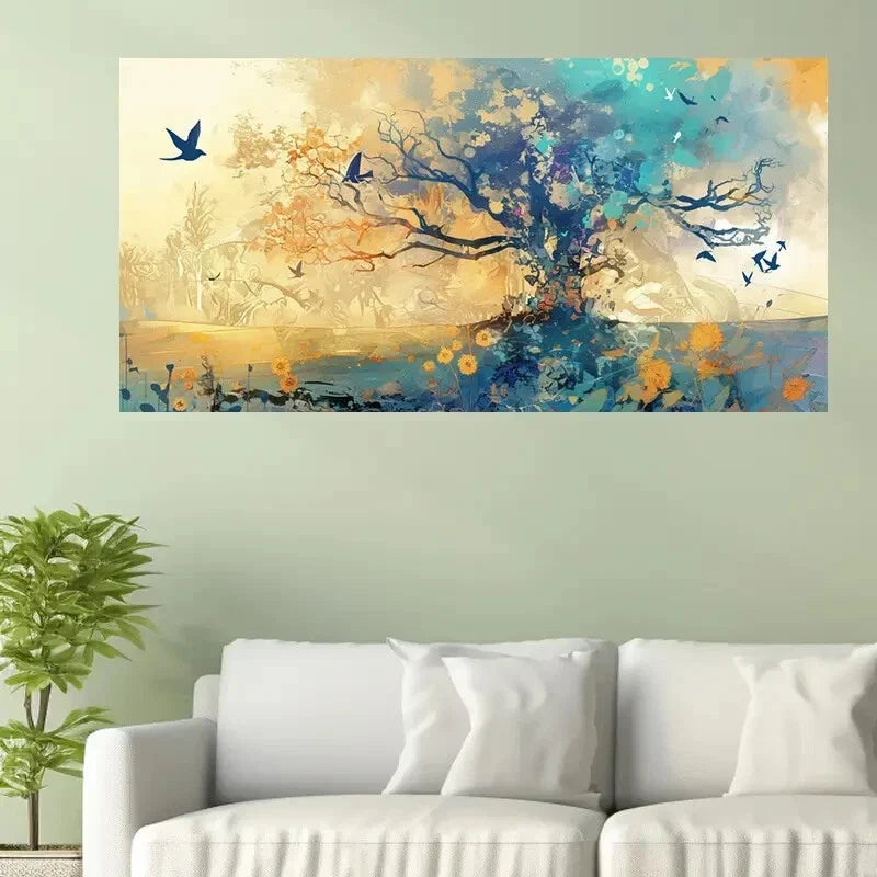 Abstract Tree of Life Modern Wall Art Canvas Office Home Room Framed 120x60cm