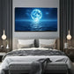 Blue Full Moon On The Sea Wall Art Canvas Office Home Room Framed 80x45cm