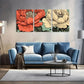 3pcs Featuring a Summer Peony Display Metal Print Ready to Hang Art