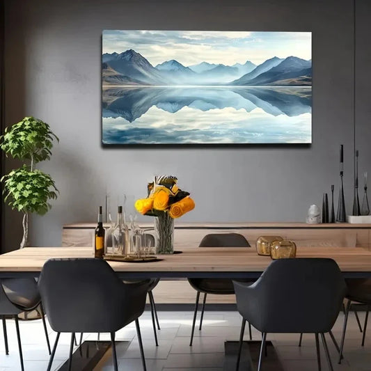 Serene Landscape & Lake Wall Art canvas office home room framed 120x60cm