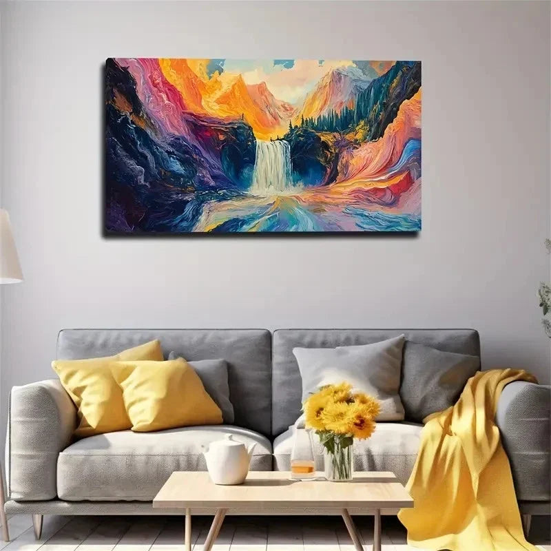 Magical Waterfall Enchanting Wall Art Canvas Office Home Room Framed 120x60cm