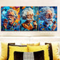 3pcs  Vibrant Clay Old Man Trio Colorful  Wall Art Set Canvas Framed 40x60cm - High Quality Print 100% Australian Made Wall Canvas Ready to Hang