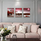 3pcs Red Tree and Moon Landscape Metal Print Ready to Hang Art