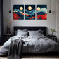 3pcs  Abstract Mountain, 3 Moon Wall Art Set Canvas Framed 40x60cm - High Quality Print 100% Australian Made Wall Canvas Ready to Hang