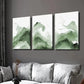 3pcs Abstract Green Mountain Watercolor Wall Art Set Canvas Framed 40x60cm - High Quality Print 100% Australian Made Wall Canvas Ready to Hang