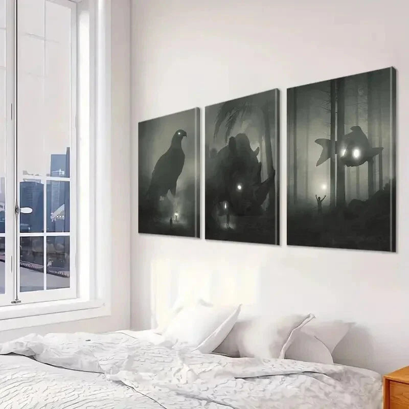 3pcs  Mystical Forest & Eagle Wall Art Set Canvas Framed 40x60cm - High Quality Print 100% Australian Made Wall Canvas Ready to Hang