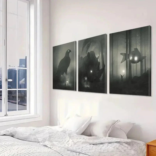 3pcs  Mystical Forest & Eagle Wall Art Set Canvas Framed 40x60cm - High Quality Print 100% Australian Made Wall Canvas Ready to Hang