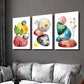 3pcs Colorful Geometric Stones and Flowers Wall Art Set Canvas Framed 40x60cm - High Quality Print 100% Australian Made Wall Canvas Ready to Hang