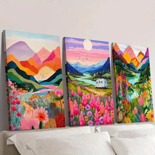 3pcs Gorgeous lakes and mountains, landscape  Wall Art Set Canvas Framed 40x60cm - High Quality Print 100% Australian Made Wall Canvas Ready to Hang