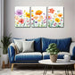 3pcs Upward Growing Colorful Flowers Perfect Wall Art Set Canvas Framed 40x60cm - High Quality Print 100% Australian Made Wall Canvas Ready to Hang