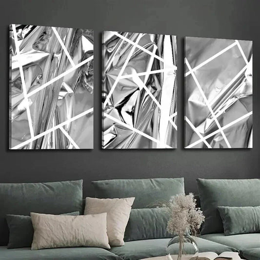 3pcs Abstract Black Designs And White Lines Wall Art Set Canvas Framed 40x60cm - High Quality Print 100% Australian Made Wall Canvas Ready to Hang