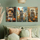 3pcs lovely squirrel wears a mushroom hat Metal Print Ready to Hang Art