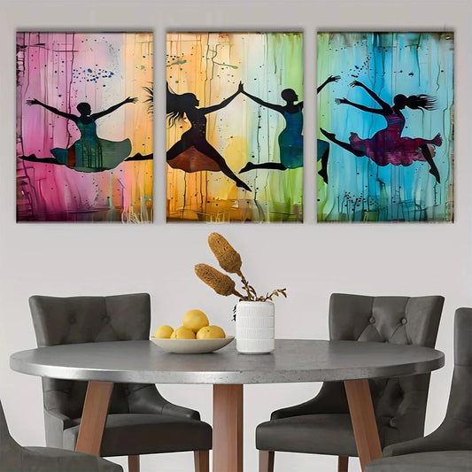 3pcs Abstract Dance Theme Luxury Metal Print Ready to Hang Art
