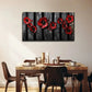 Vibrant Red Poppies on Black Wall Art canvas office home room framed 120x60cm