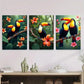 3pcs Colorful Bird and Floral Vibrant Tropical Wall Art Set Canvas Framed 40x60cm - High Quality Print 100% Australian Made Wall Canvas Ready to Hang
