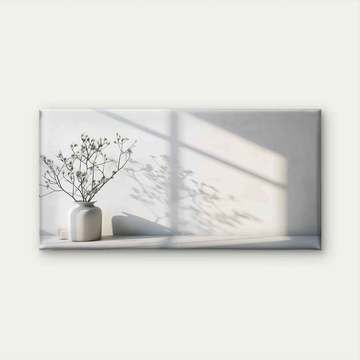 White Flower Vase On Table Wall Art Canvas Office Home Room Framed 80x45cm