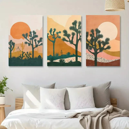 3pcs Joshua Tree Art Print Large Bohemian Canvas Framed 40x60cm - High Quality Print 100% Australian Made Wall Canvas Ready to Hang