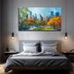Vibrant Fall Foliage & Urban Wall Art Canvas Office Home Room Framed 120x60cm