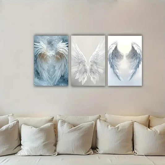 3pcs Angel Feather Metal Print Ready to Hang Art