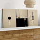 3pcs Black Round Box Lines White Lines Wall Art Set Canvas Framed 40x60cm - High Quality Print 100% Australian Made Wall Canvas Ready to Hang