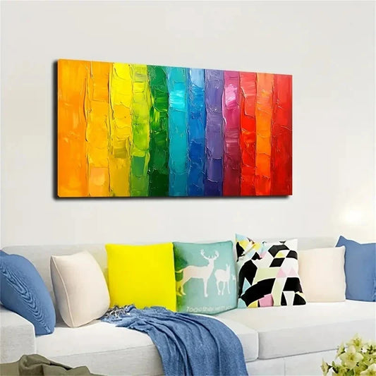 Vibrant Colorful Paint Strips Wall Art canvas office home room framed 120x60cm