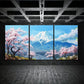 3pcs Cherry Blossom Snow-Capped Mountain Metal Print Ready to Hang Art