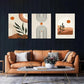 3pcs  Abstract Geometric Beige Orange  Metal Print Ready to Hang Art