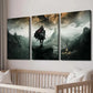 3pcs Flying Dragon And Black Knight Wall Art Set Canvas Framed 40x60cm - High Quality Print 100% Australian Made Wall Canvas Ready to Hang
