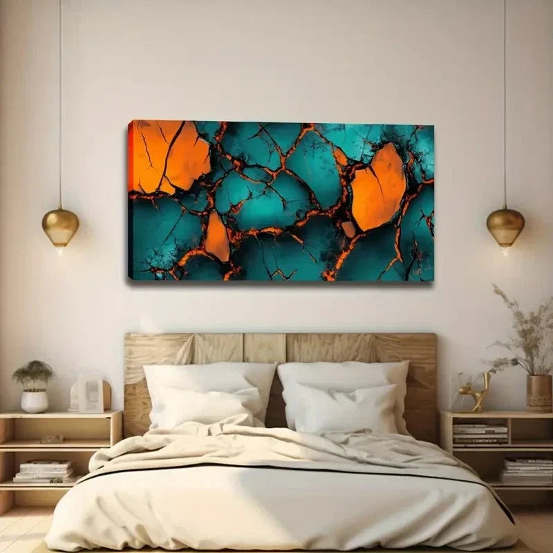 Vibrant Rock Crack Texture Wall Art Canvas Office Home Room Framed 120x60cm